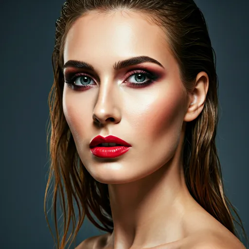 Model images that emphasize facial and clothing details